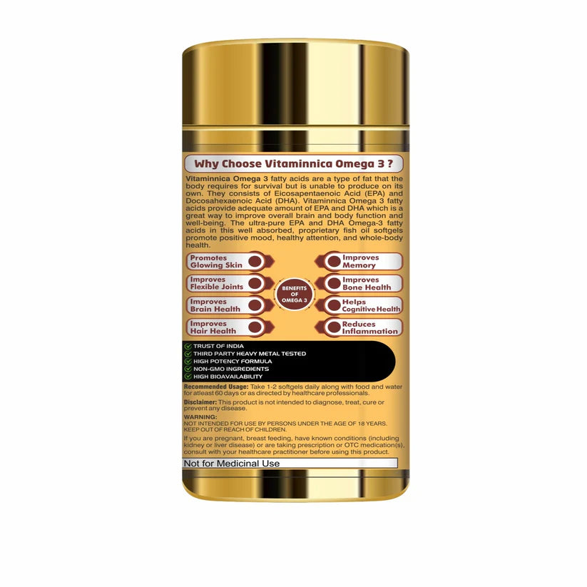 Vitaminnica Omega 3 - Better Heart. Skin, Eye Health & Improves Sleep Cycle