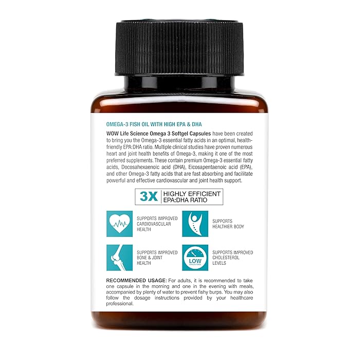 WOW Omega-3 Fish Oil 1300 mg Triple Strength 550mg EPA 350mg DHA