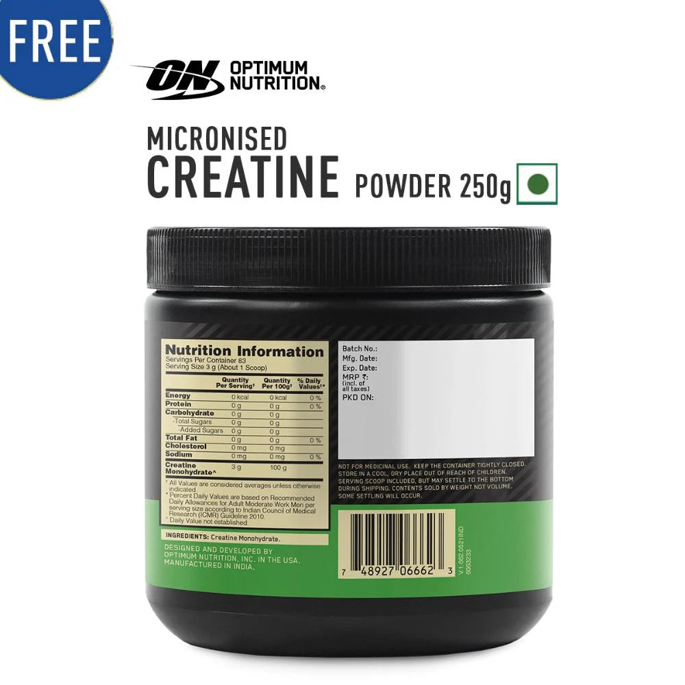 Isopure Whey Protein Isolate Powder - 2kg + Optimum Nutrition Micronised Creatine Powder - 250G