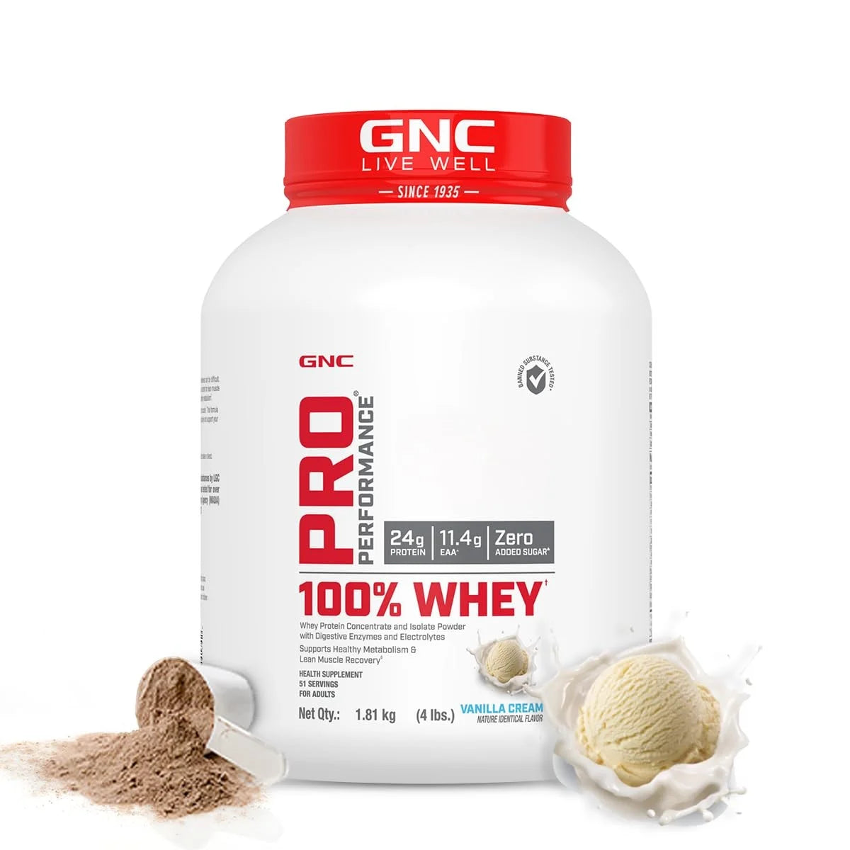 GNC Pro Performance 100% Whey Protein Powder
