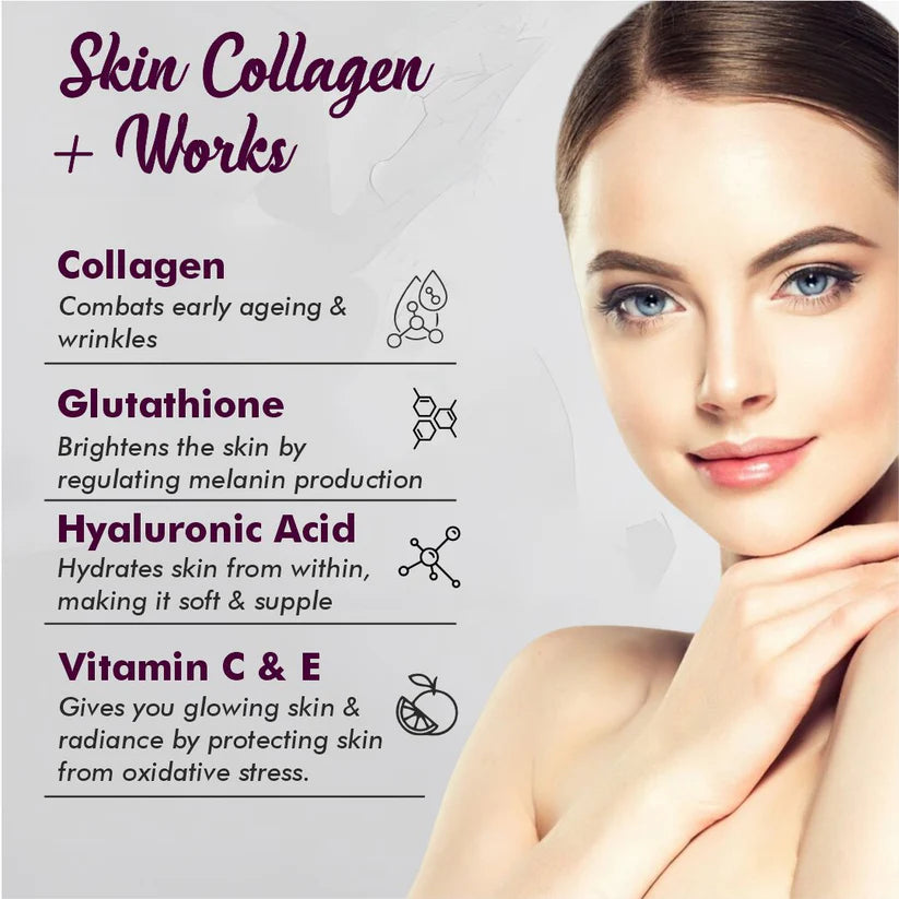 Vitaminnica Vita Beauty Collagen Powder (Type I & III) with Hyaluronic Acid, Glutathione, Vitamin C, Biotin & Vitamin E | For Glowing Skin & Anti-Aging