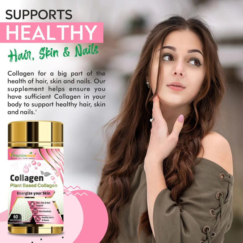 Vitaminnica Plant Based Collagen- Hyaluronic Acid & Vitamin C - Skin, Hair, Bones & Joints
