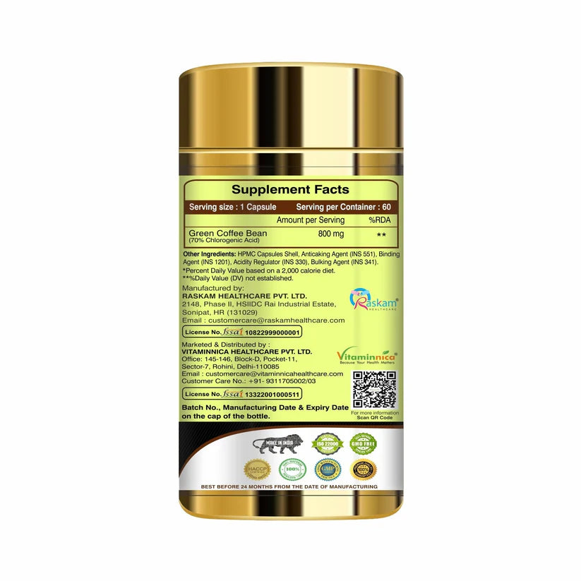 Vitaminnica Green Coffee Bean - Boosts Metabolism and Weight Loss