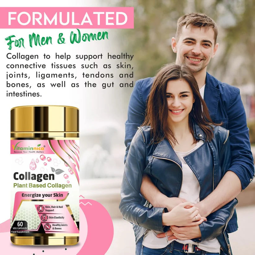 Vitaminnica Plant Based Collagen- Hyaluronic Acid & Vitamin C - Skin, Hair, Bones & Joints