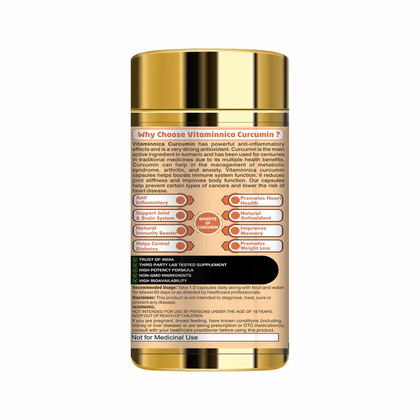 Vitaminnica Curcumin with Piperine - Better Immunity, Skin and Joint Health