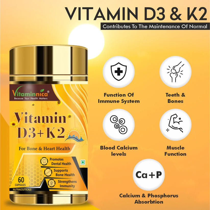 Vitaminnica Vitamin D3+K2 - Improves Dental, Bone Health & Immunity