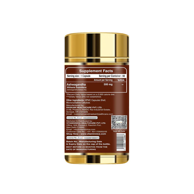 Vitaminnica Vita Ashwa- Ashwagandha 500mg- Rejuvenates your Body