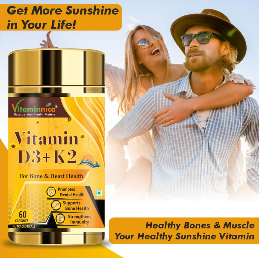 Vitaminnica Vitamin D3+K2 - Improves Dental, Bone Health & Immunity