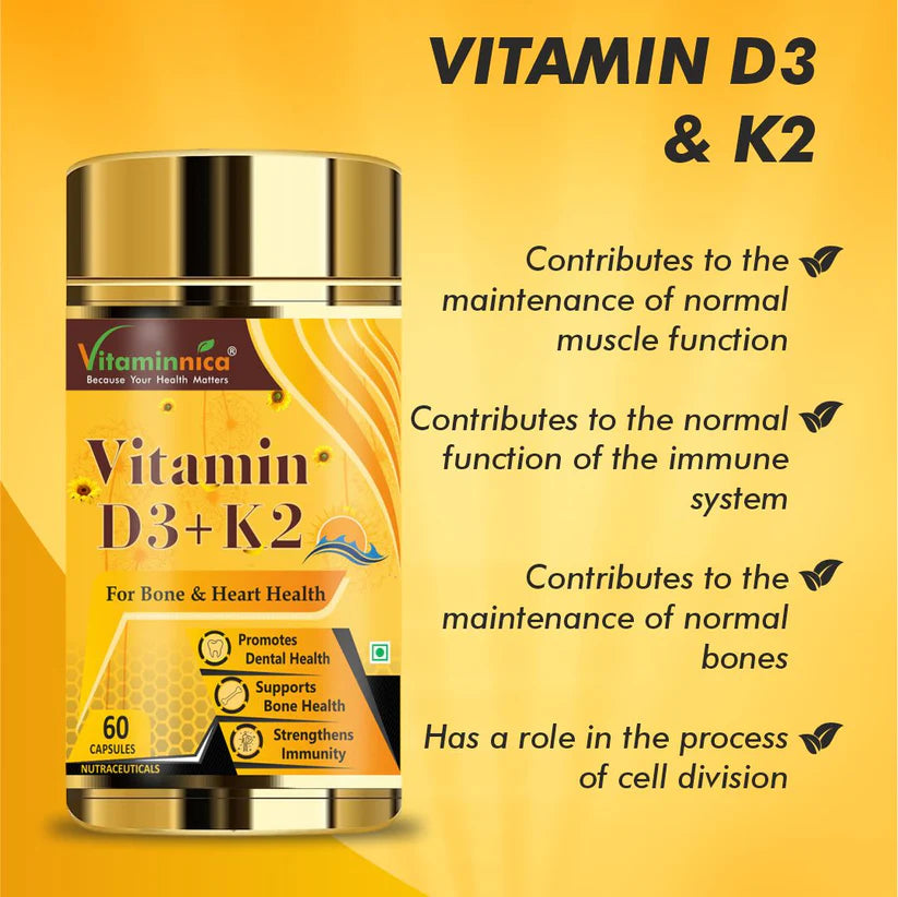 Vitaminnica Vitamin D3+K2 - Improves Dental, Bone Health & Immunity