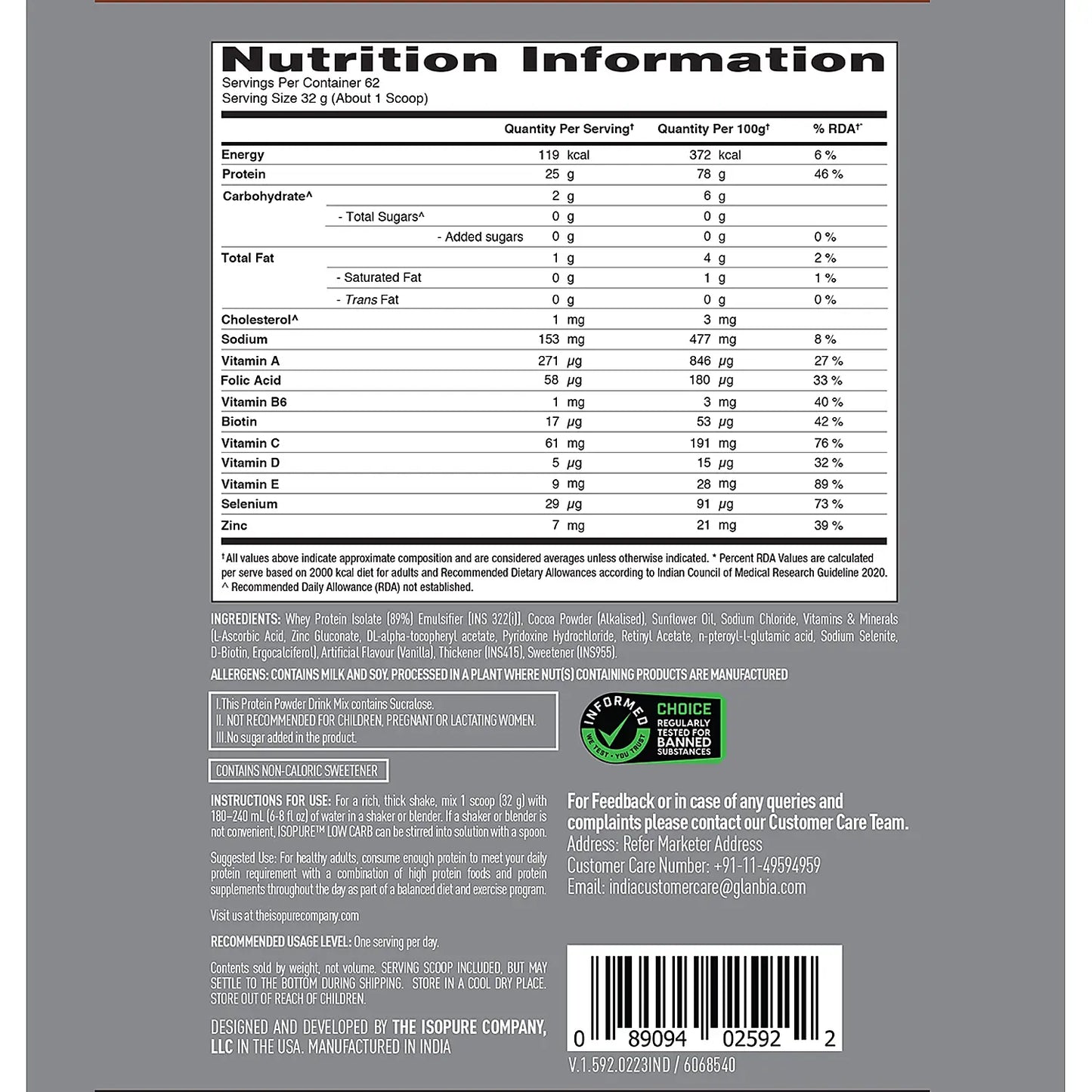 Isopure Whey Protein Isolate Powder