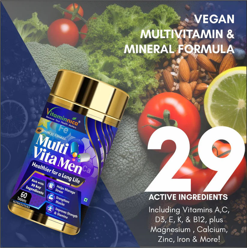 Vitaminnica Multi Vita Men (Multivitamins) - Boosts Strength, Stamina and Manages Stress